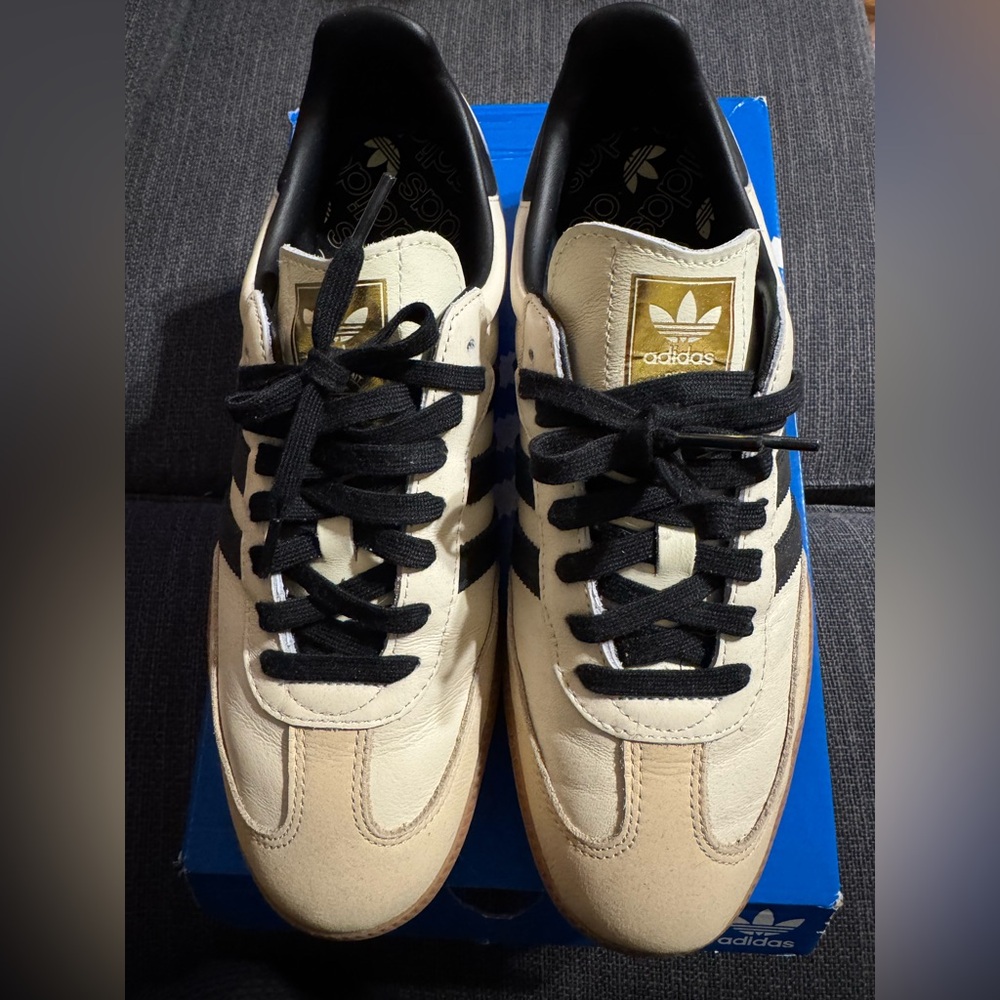 Adidas Beige and Black Sneakers Sambas